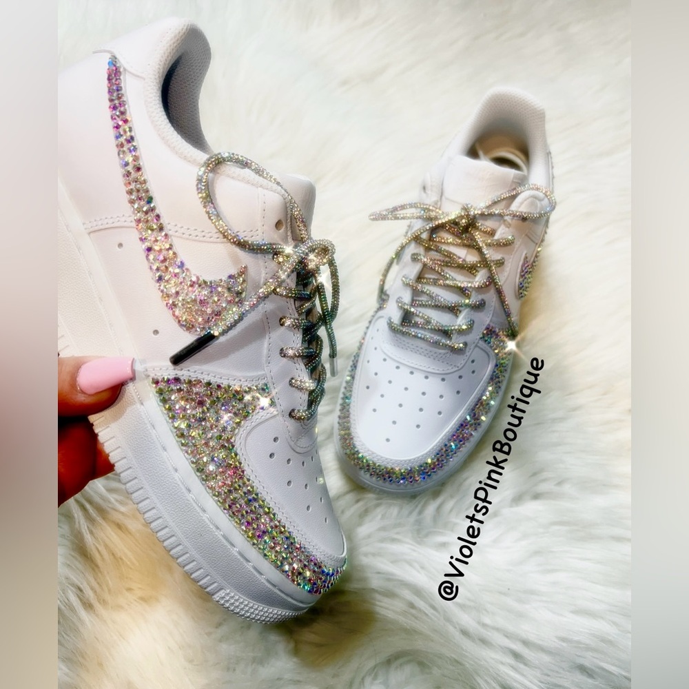 Women’s Custom Nike Ab Swarovski crystal Nike Air Force 1 With Bling Shoe Laces